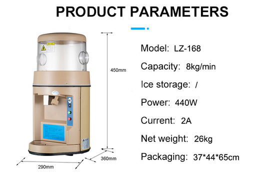 App-gecontroleerde NO LZ-168 aangepaste ziekenhuis gebroken ijsmachine in 8 kg/min